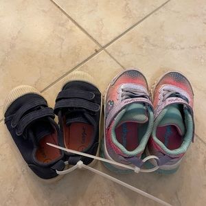 Bundle of size 7 girls shoes. 1 sketcher light up and 1 cat & jack blue sparkle